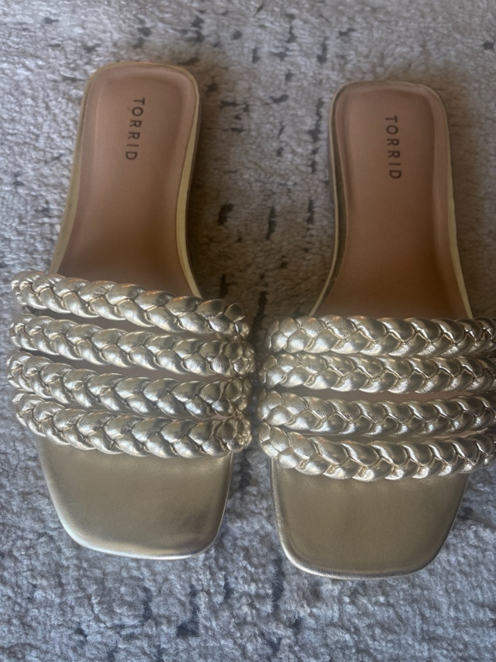 Torrid Gold Braided Slide Sandals Size 9.5 Wide Metallic Slip On